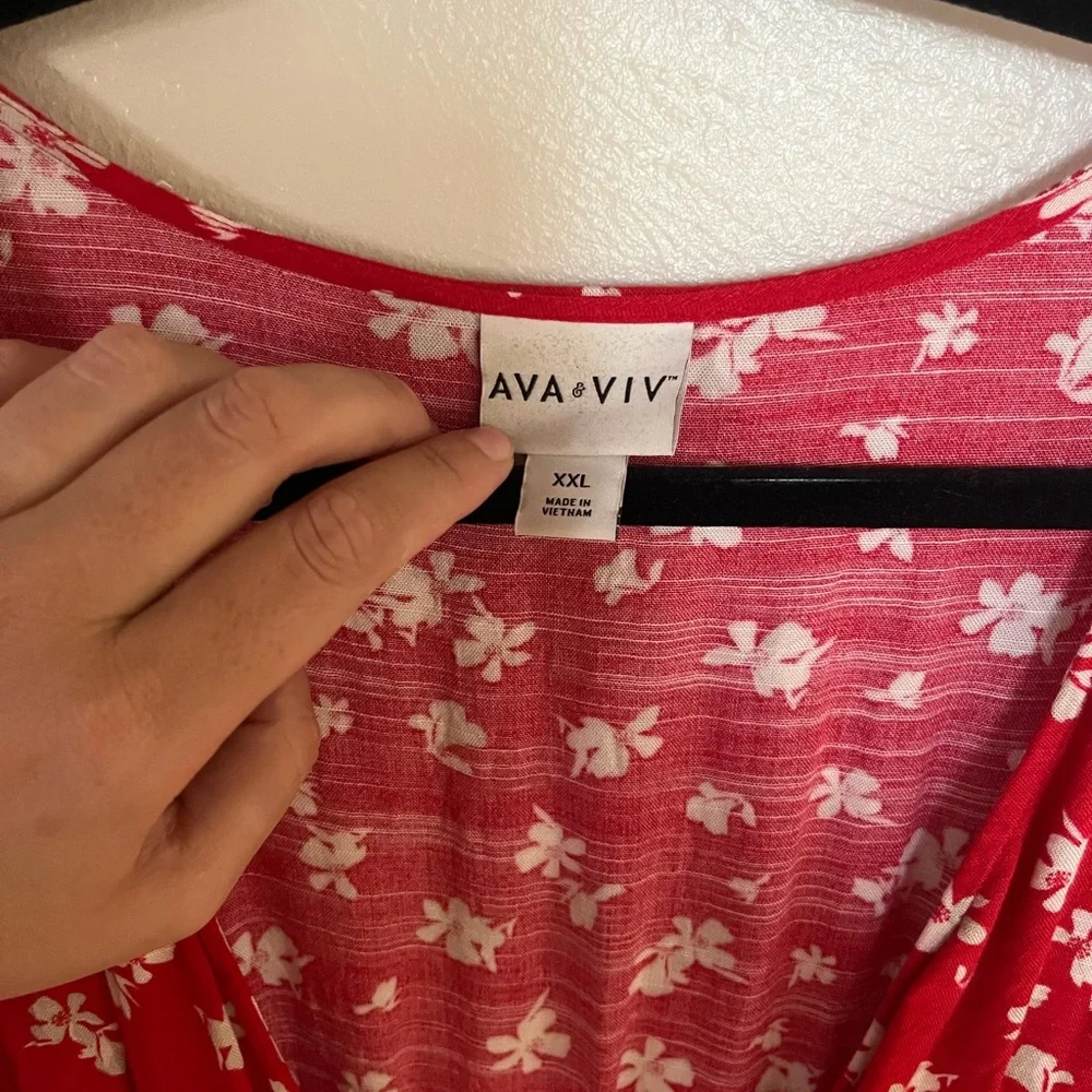 Ava & Viv Red Floral Midi Dress - Picture 3 of 4